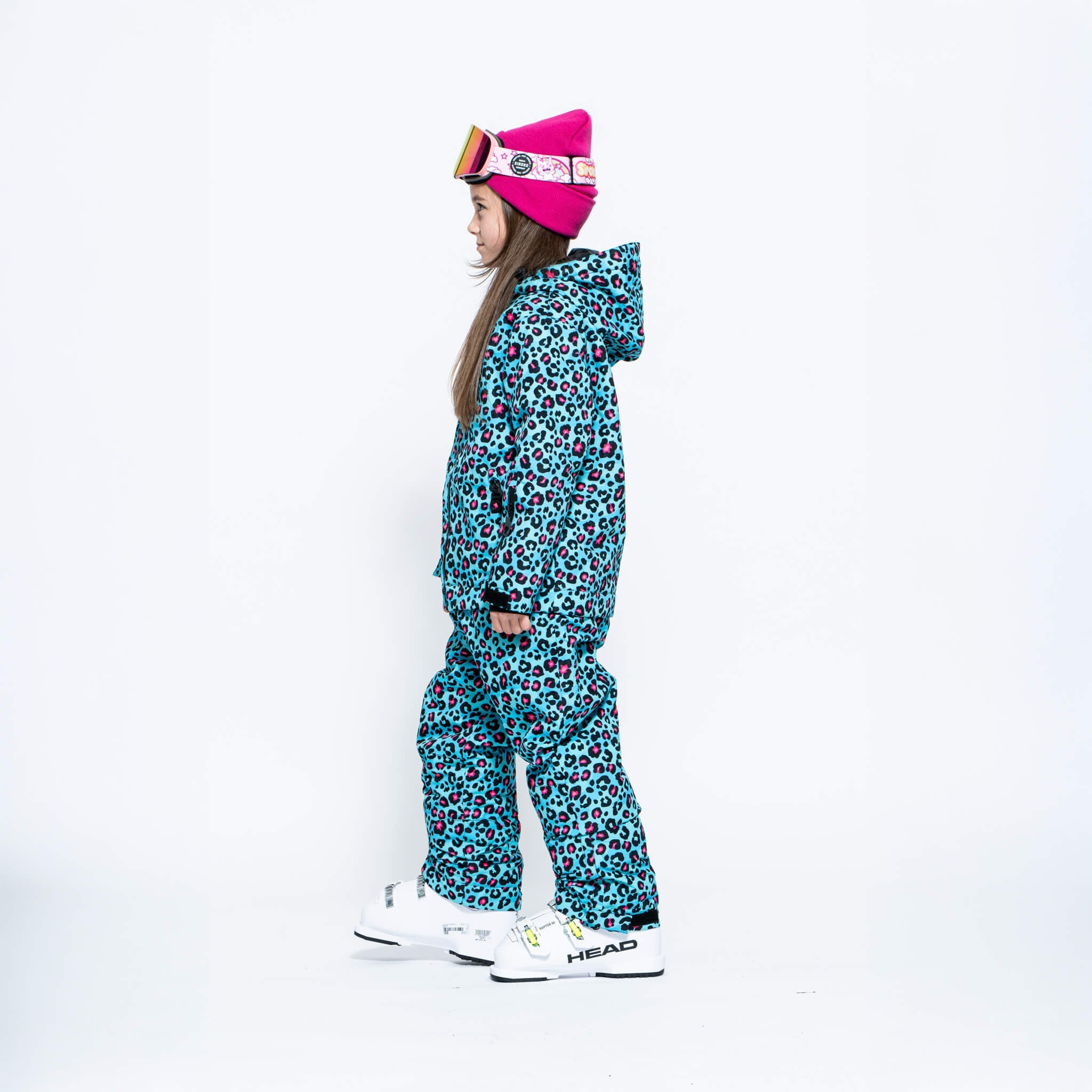 Kids 2-in-1 Snow Suit, Turquoise Leopard