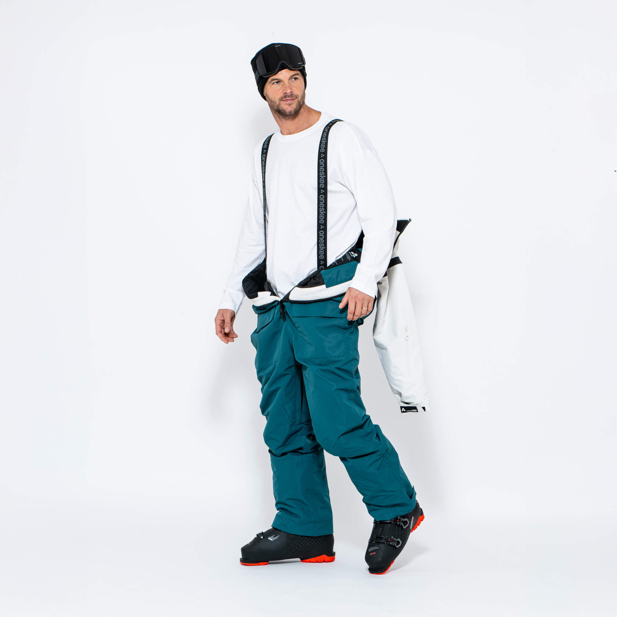 Men's Snow Suit, Green & White