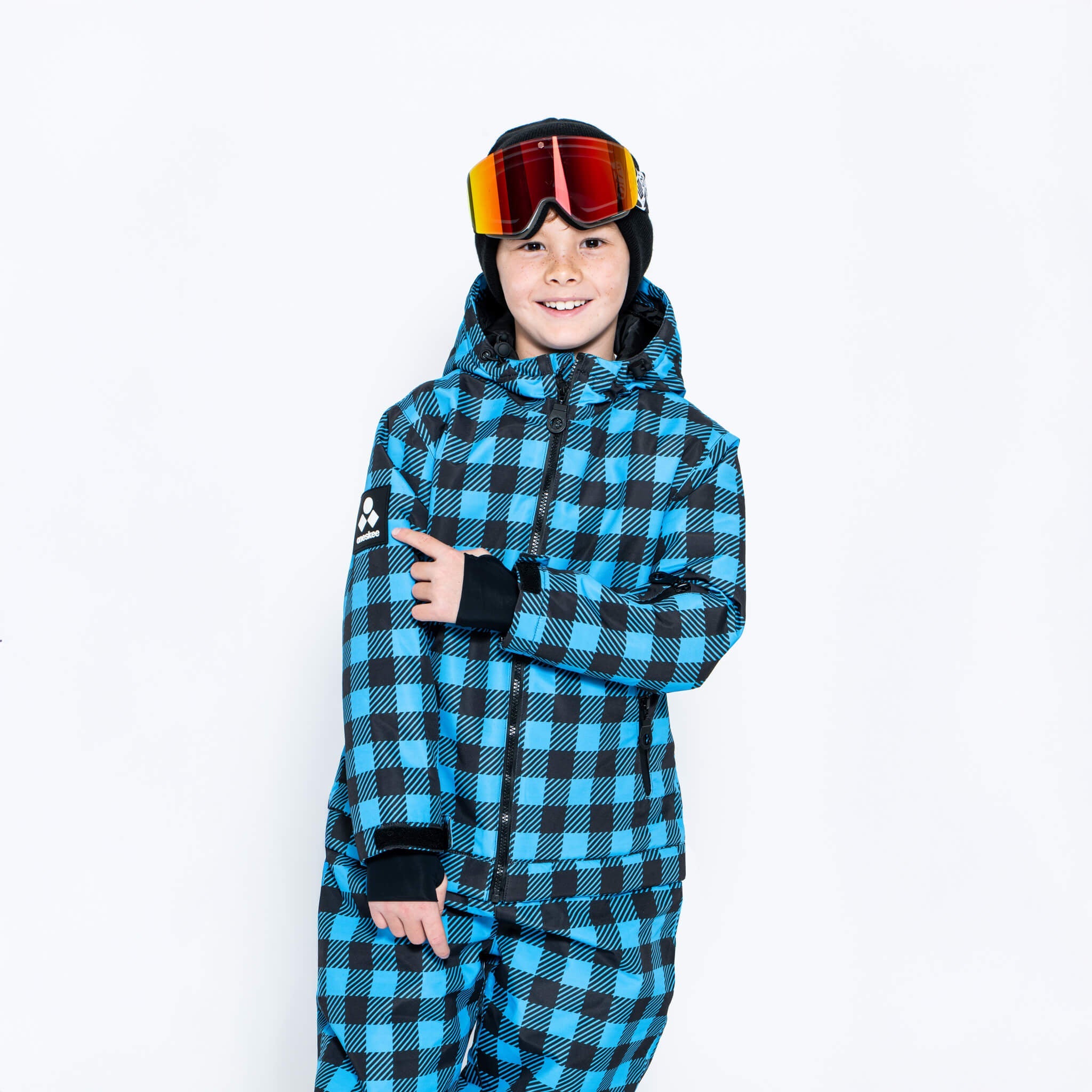 Kids 2-in-1 Snow Suit, Blue Check - Oneskee US