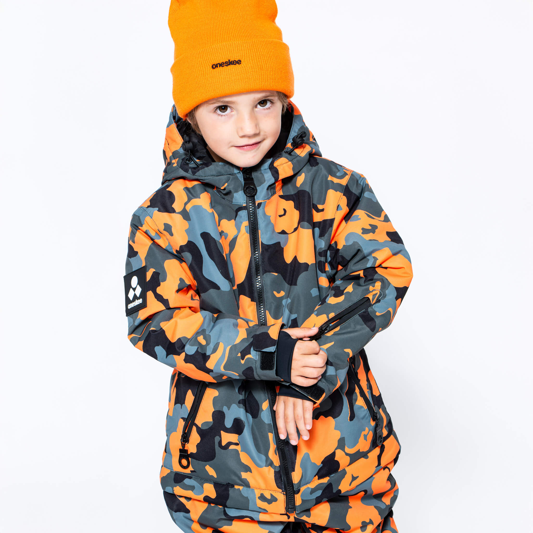 Kids 2-in-1 Snow Suit, Orange Camo
