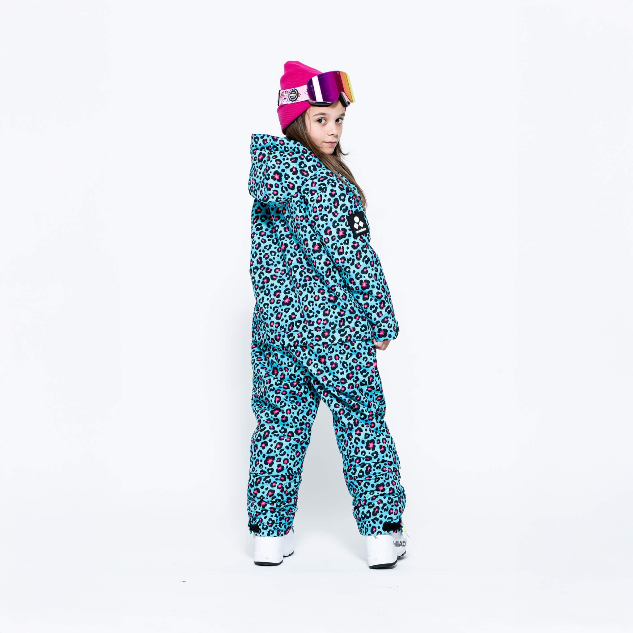 Kids 2-in-1 Snow Suit, Turquoise Leopard - Oneskee US