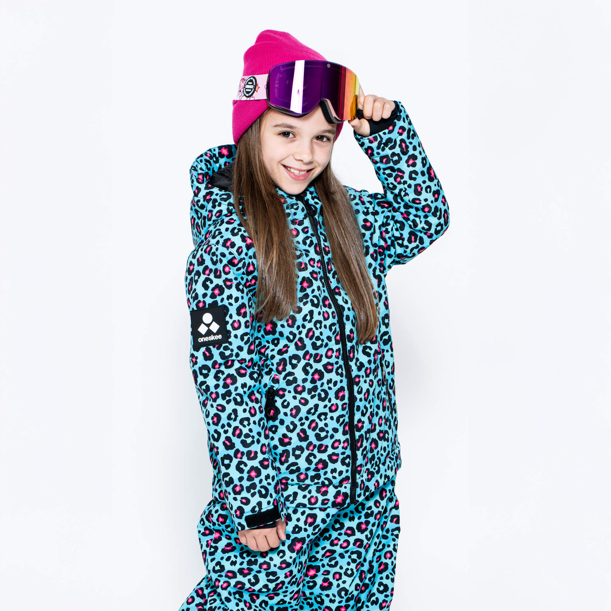 Kids 2-in-1 Snow Suit, Turquoise Leopard