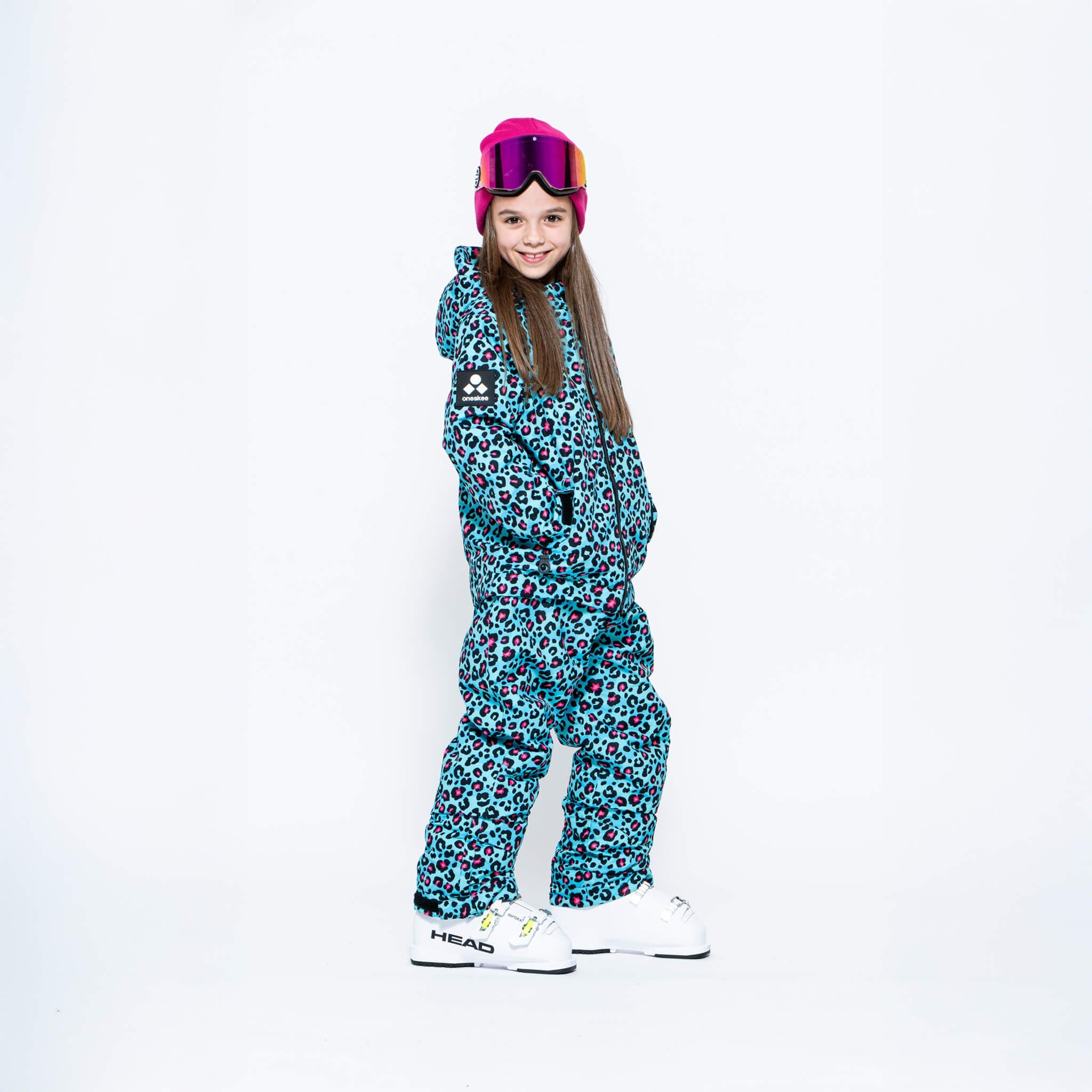 Kids 2-in-1 Snow Suit, Turquoise Leopard