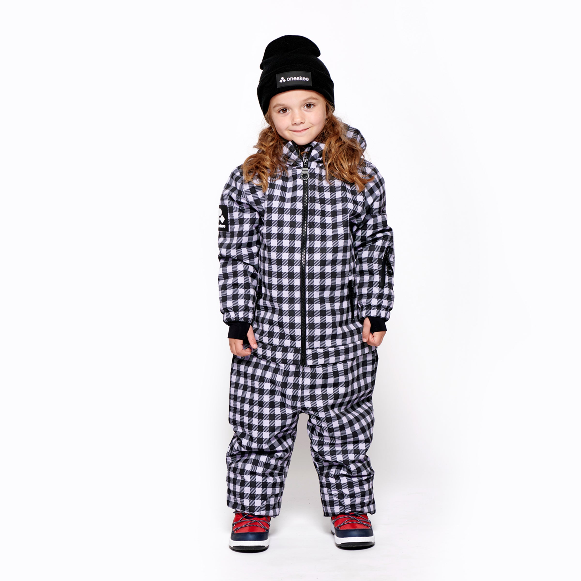 Kids 2-in-1 Snow Suit, Lilac Gingham - Oneskee US