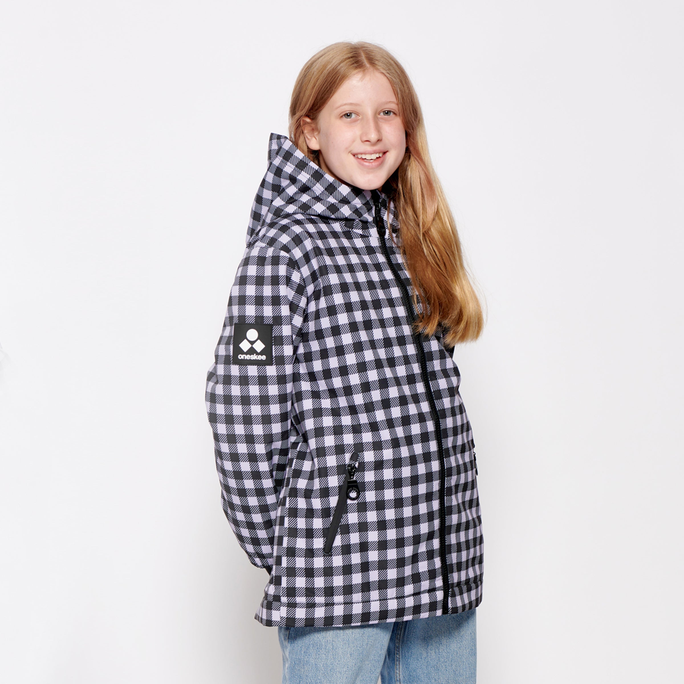 littlesuzie リトルスージー　2way Quilt Jacket Kids 2-in-1 Snow Suit, Lilac Gingham - Oneskee US