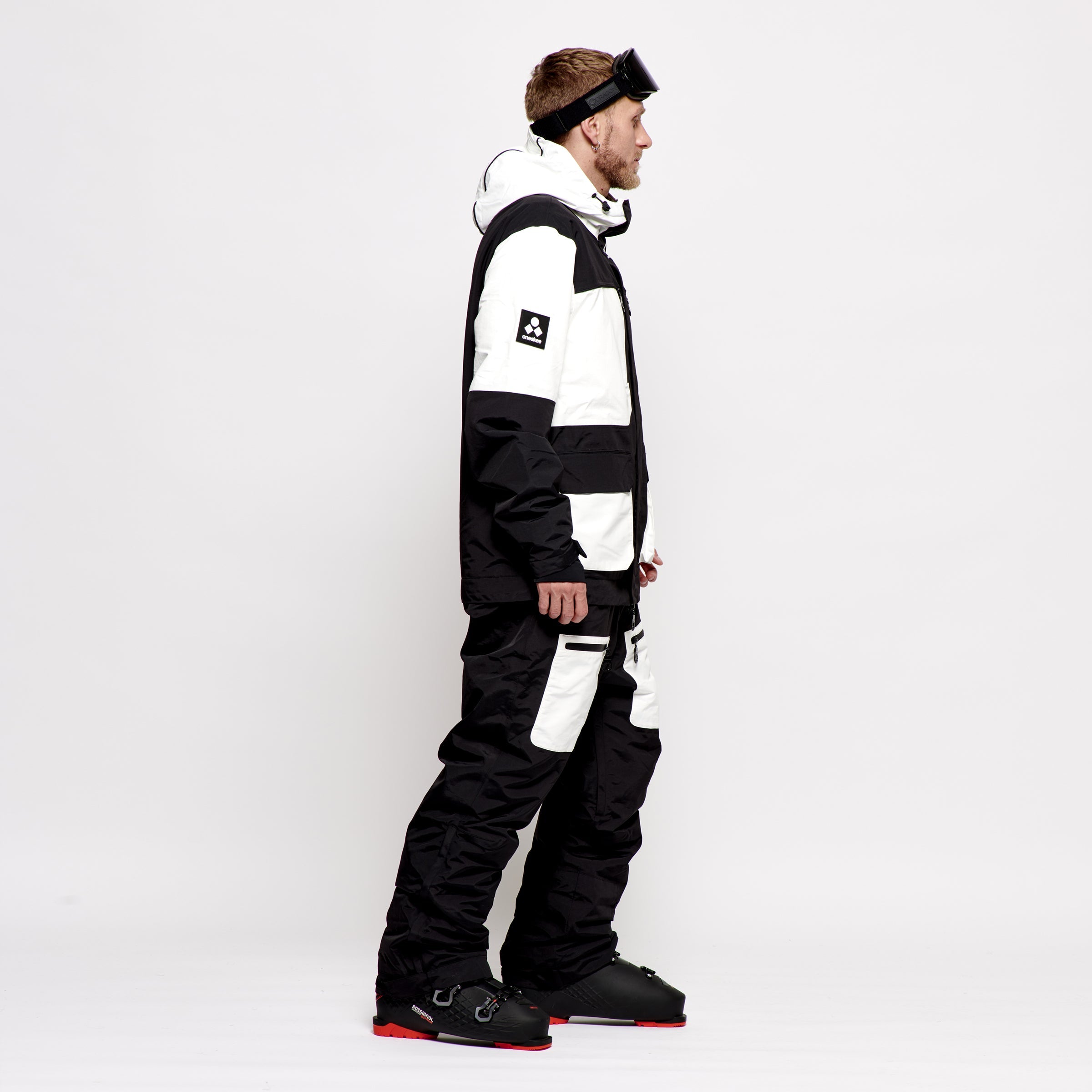 ski-doo スノーモービルウェアセット 黒/白 Men's 2-in-1 Snow Suit, Black & White - Oneskee US
