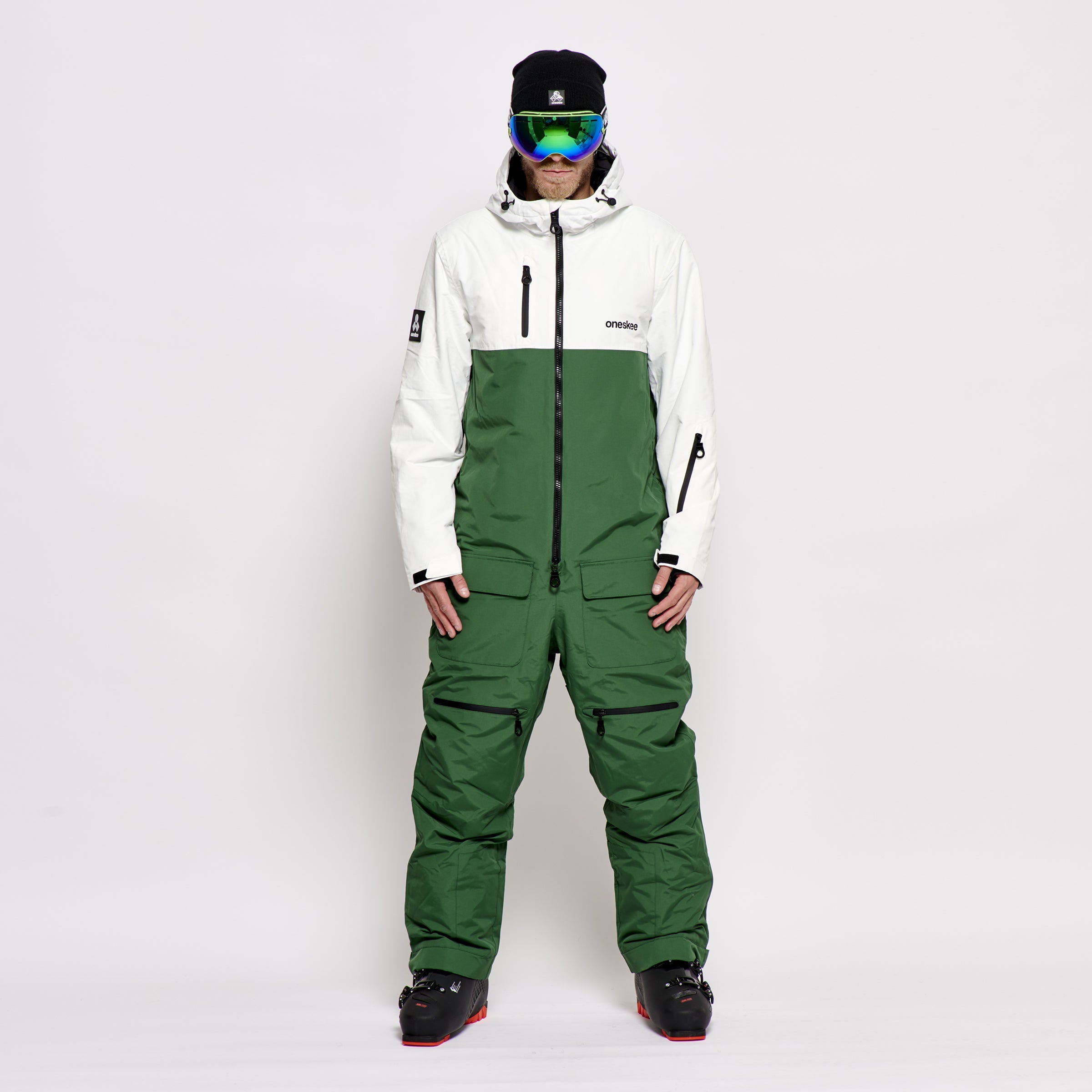 Men's Snow Suit, Green & White