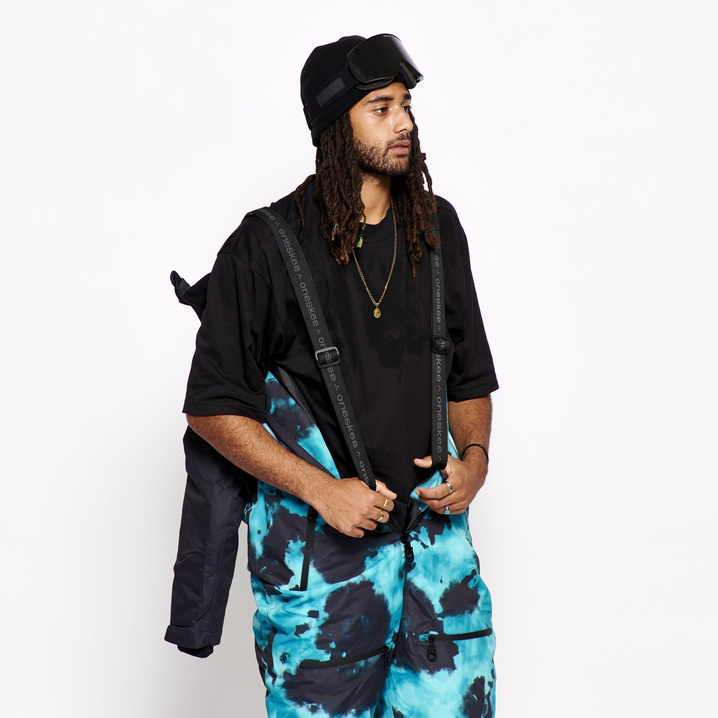 Men's Snow Suit, Turquoise Tie Dye