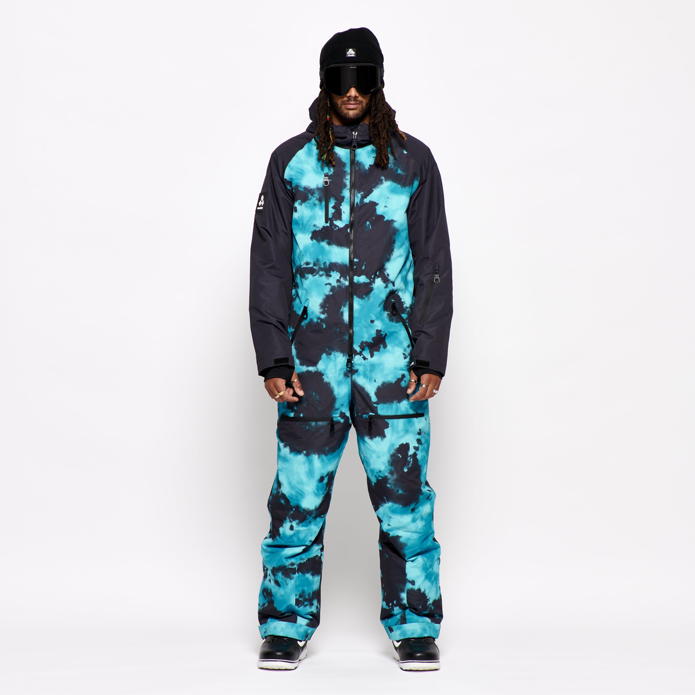 Men's Snow Suit, Turquoise Tie Dye