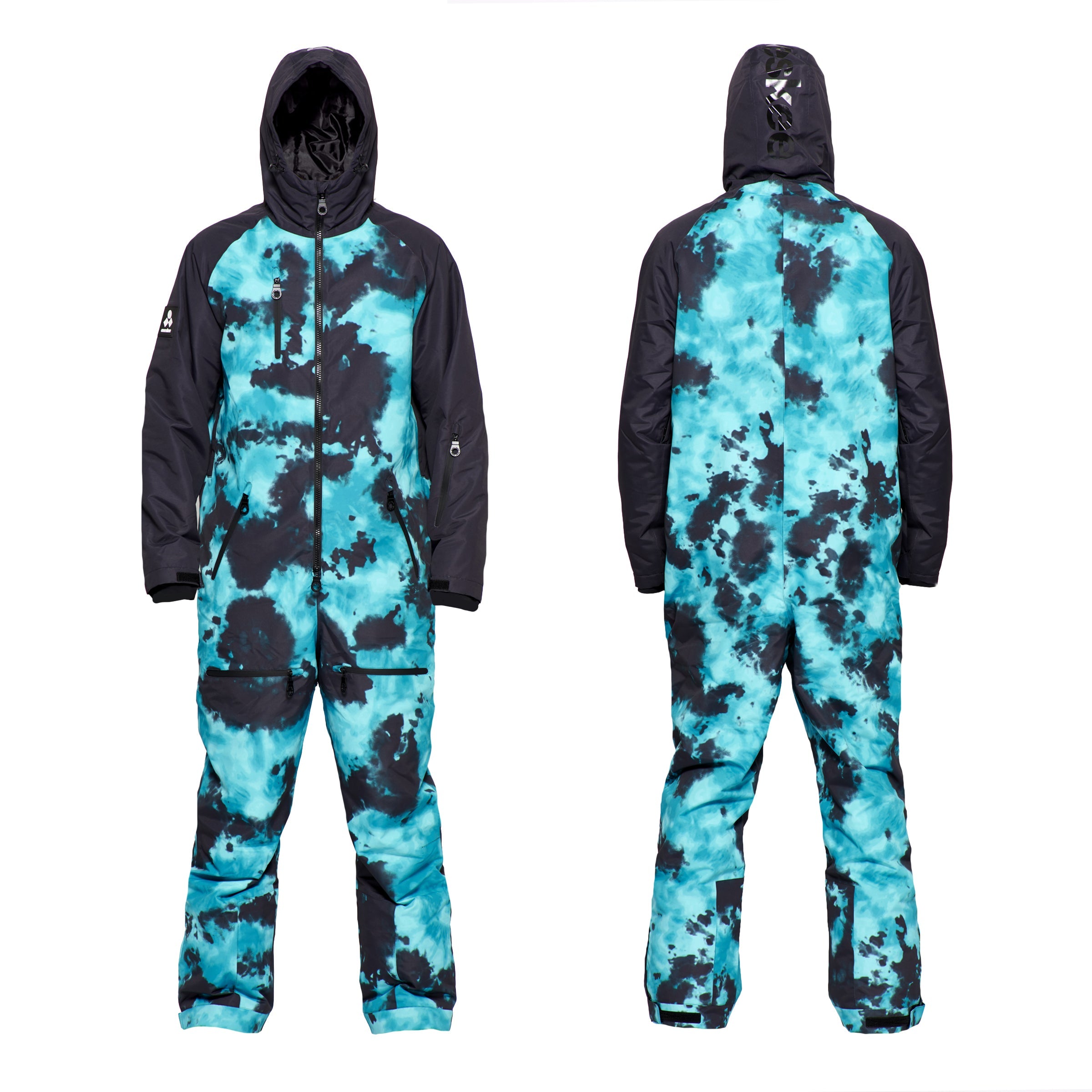 Men's Snow Suit, Turquoise Tie Dye