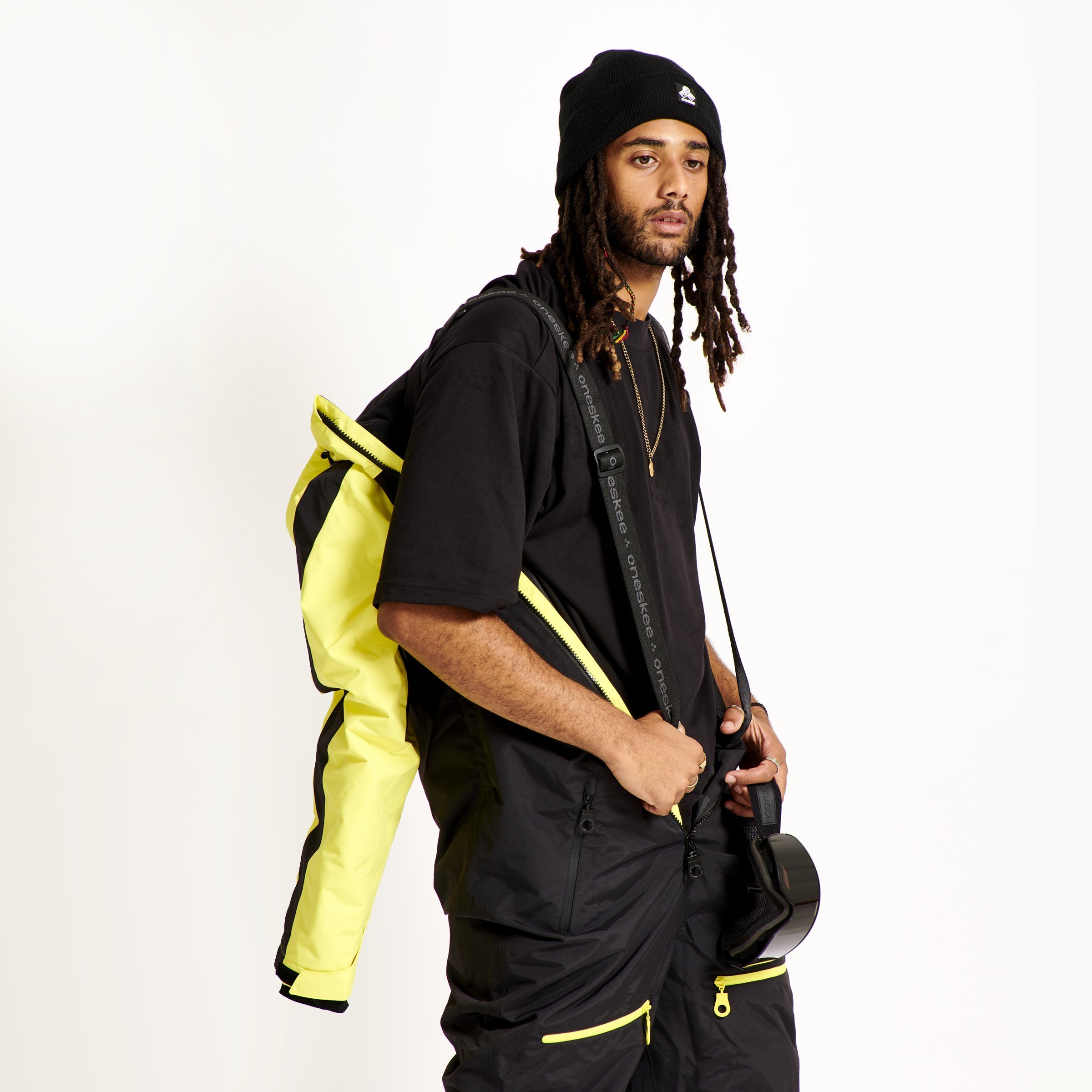 Men's Snow Suit, Black & Yellow