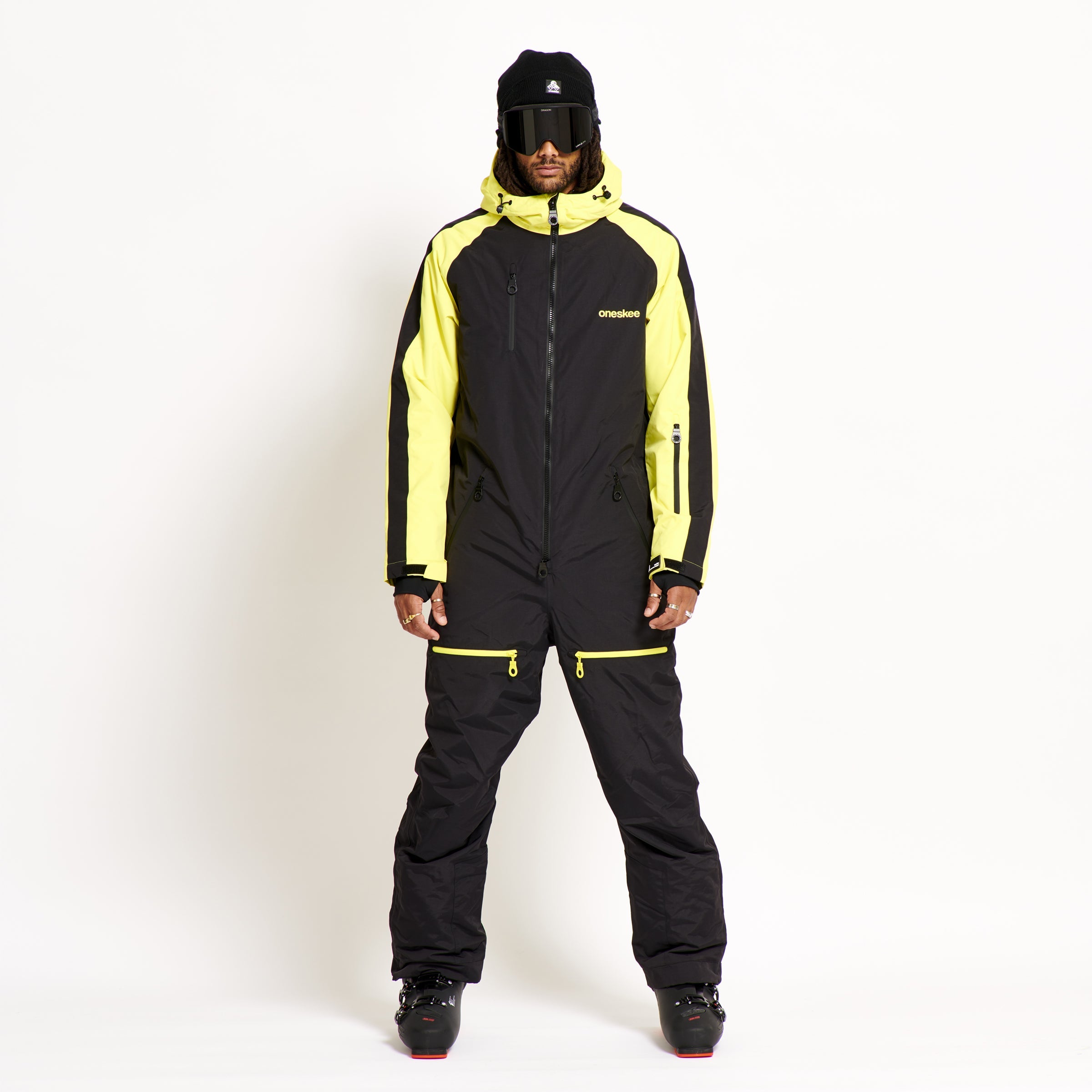 Men's Snow Suit, Black & Yellow