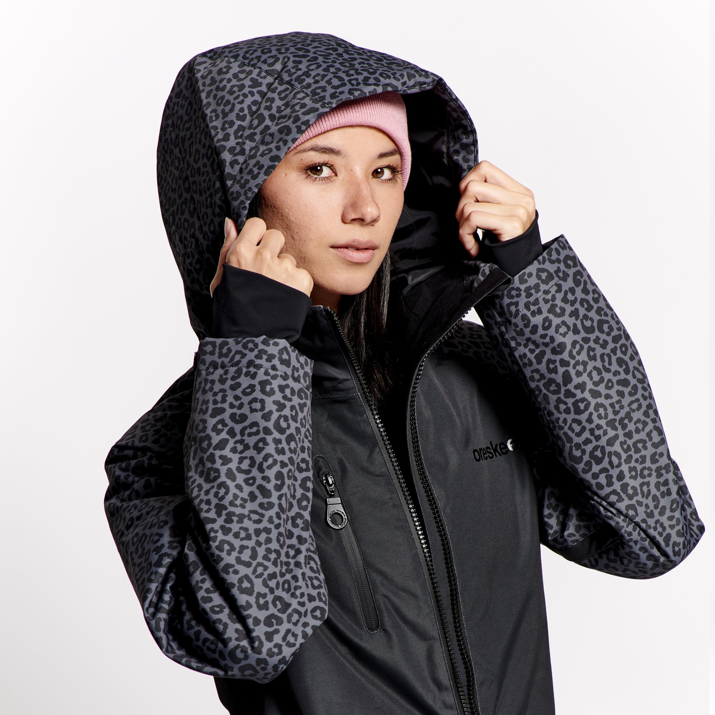 Women's Snow Suit, Black Leopard