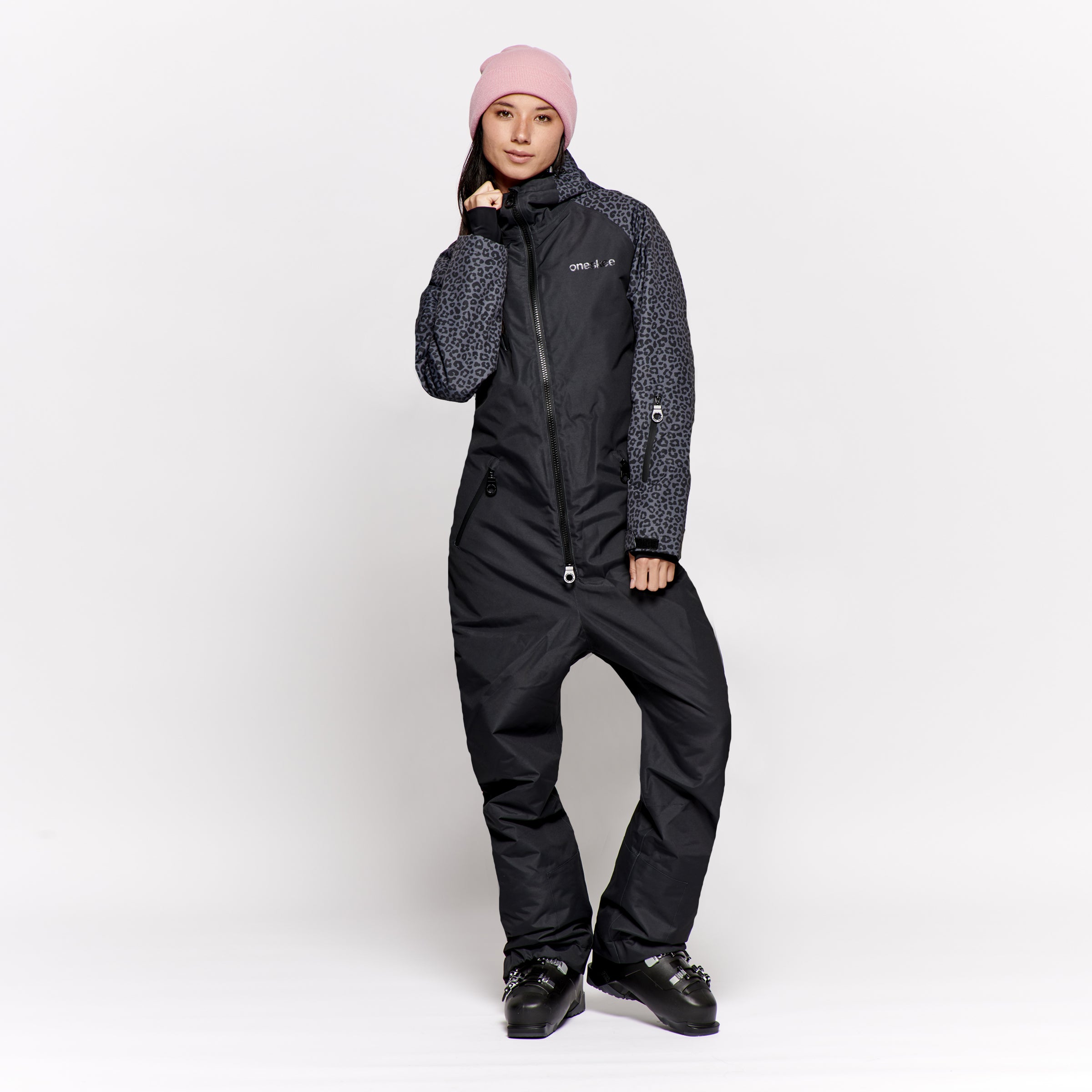 Women's Snow Suit, Black Leopard